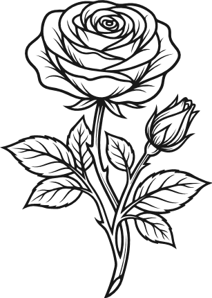Vintage Rose Flower Stem Free SVG File for Members – floral clipart image