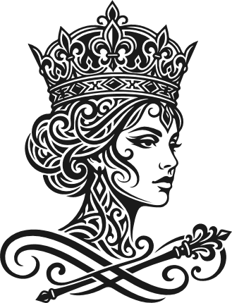 Ornate Crown Queen Free SVG File for Members – Vintage Queen Portrait clipart