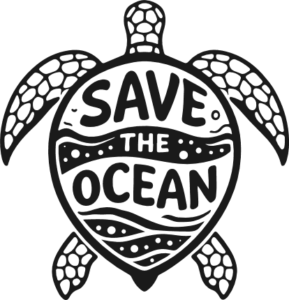 Sea Turtle with 'Save The Ocean' quote Free SVG File – wall sign
