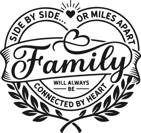 Side By Side Or Miles Apart, Family will always be connected by heart - Free SVG File for Members