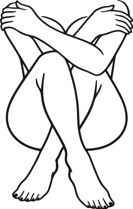 Nude Woman sitting curled inward Free SVG File for Members – feminine drawing clipart