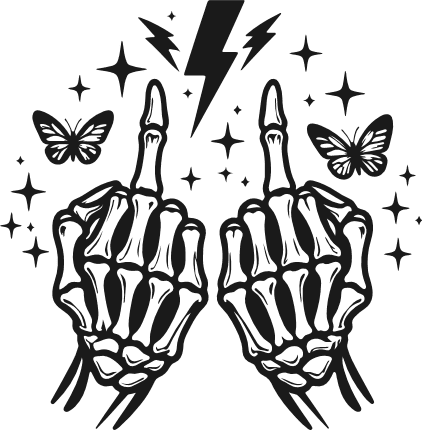 Skeleton Middle Finger sign Free SVG File for Members – Flipping Off Skeleton Clipart