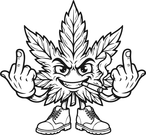 Marijuana Leaf mascot middle finger sign Free SVG File for Members – weed leaf character clipart