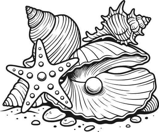Starfish and Seashells Free SVG File for Members – beach elements clipart