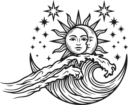 Sun and Moon with Ocean Waves and Stars Free SVG File for Members – celestial clipart