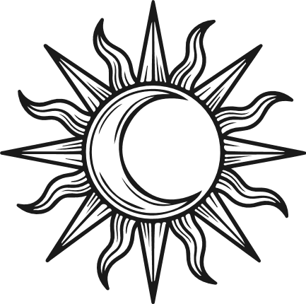 Crescent Moon Inside Sun Free SVG File for Members – boho celestial clipart