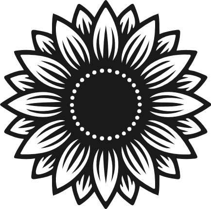 Sunflower Bloom silhouette free svg file - floral clipart image