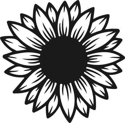 Minimal Sunflower silhouette free svg file - floral clipart image