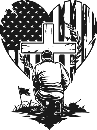 US Soldier Kneeling Cross Tribute Free SVG File – patriotic memorial design
