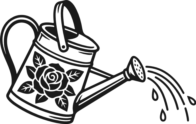 Floral Watering Can Pouring Water Free SVG File for Members – Gardening Tool clipart