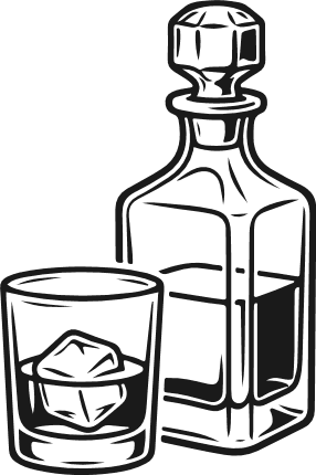 Whiskey Bottle and Glass Free SVG File for Members – Bourbon Drink clipart