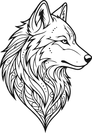 Wolf Head with Ornamental Details Free SVG File for Members – wild wolf clipart