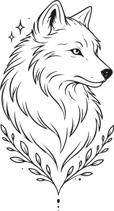 Wolf Head and leaves Free SVG File for Members – wild animal, wolf clipart