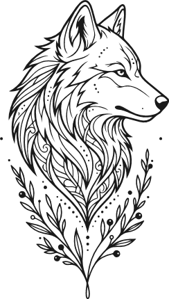 Decorative Wolf Head and leaves Free SVG File for Members – wild wolf clipart