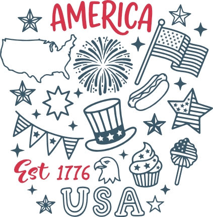 America, USA Est 1776 Free SVG File for Members – 4th of July, tshirt design