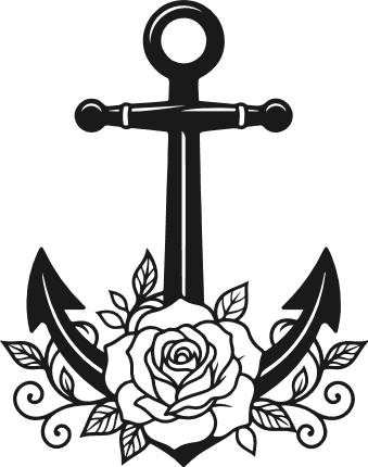 Anchor and Roses Free SVG File for Members – cruising, floral anchor clipart
