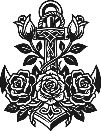 Anchor, Rope and Roses Free SVG File for Members – cruising, floral anchor clipart