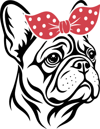 Cute French bulldog with a ribbon bow Free SVG File for Members – Bulldog clipart