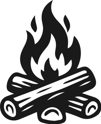 Camping Fire silhouette free svg file - outdoor campfire clipart image