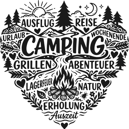 Camping heart with German quote Free SVG File for Members – outdoor camping design