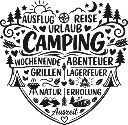 Camping heart, German quote Free SVG File – Outdoor Adventure Design