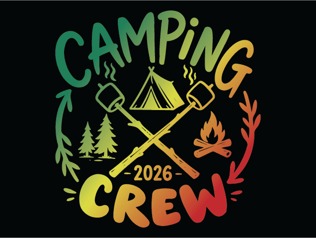 Camping Crew 2026 Free SVG File for Members – matching camping trip tshirt design