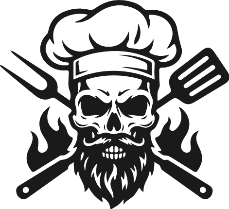 Flaming Chef Skull with crossed fork and spatula Free SVG File for Members - chef skull clipart