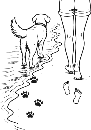 Coastal Walk of Girl and Dog Leaving Footprint Free SVG File for Members – pet lover clipart