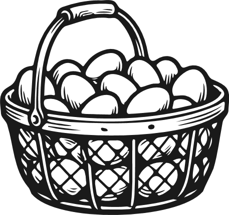 Easter Eggs in a basket Free SVG File – Wicker basket clipart image