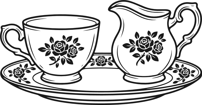 Floral Tea Set Free SVG File for Members – Vintage teapot and cup clipart