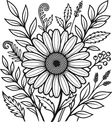 Wild Flowers cluster Free SVG File for Members – floral clipart image