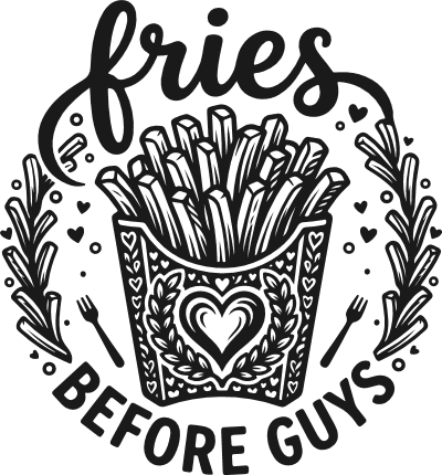 Fries Before Guys, funny anti valentines quote - Free SVG File