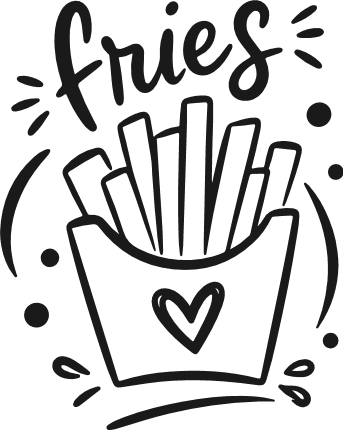 Fries Love Free SVG File for Members – french fries, restaurant wall sign