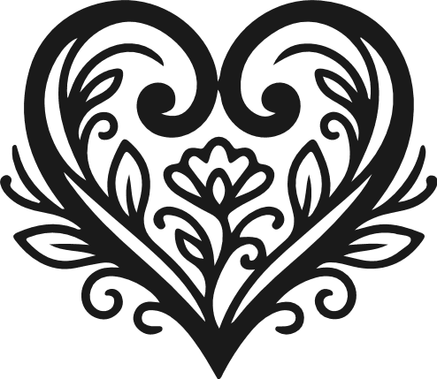 Decorative Heart Free SVG File – floral heart clipart image