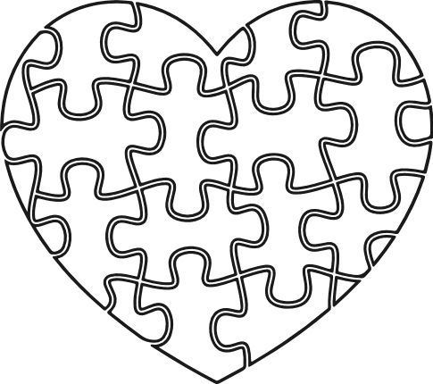 Heart made of puzzles Free SVG File for Members – love, puzzle heart clipart image