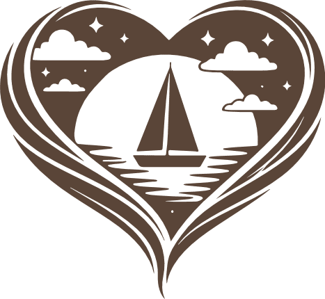 Sailboat with Sunset Scene in a heart Free SVG File – ocean heart clipart image