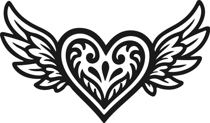 Floral Heart With Wings Free SVG File – Memorial, winged heart clipart