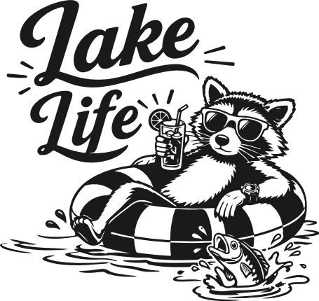Lake Life Free SVG File for Members – Summer tshirt design with raccoon