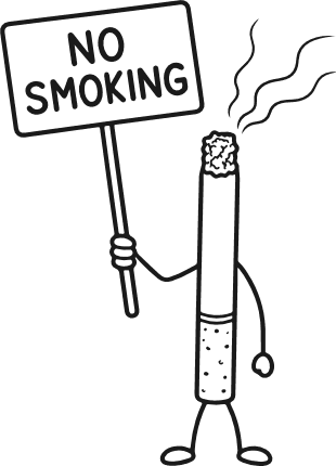 Cigarette mascot holding a “No Smoking” sign - Free SVG File for Members