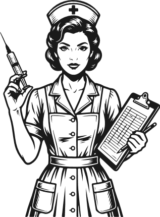 Vintage Nurse with Syringe and Clipboard Free SVG File for Members – nurse clipart image