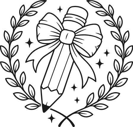 Pencil With Bow, leaf accent wreath Free SVG File – teacher gift, pencil clipart