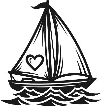 Sailboat with Heart silhouette Free SVG File – sailboat clipart image