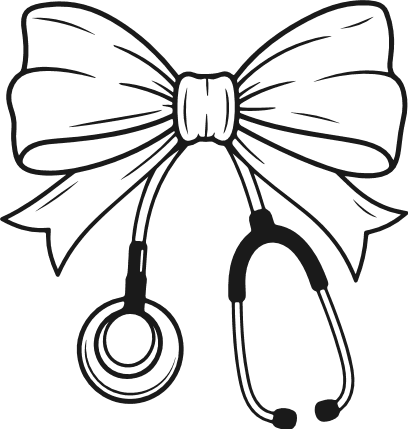 Stethoscope with Ribbon Bow Free SVG File for Members – nurse appreciation, clipart