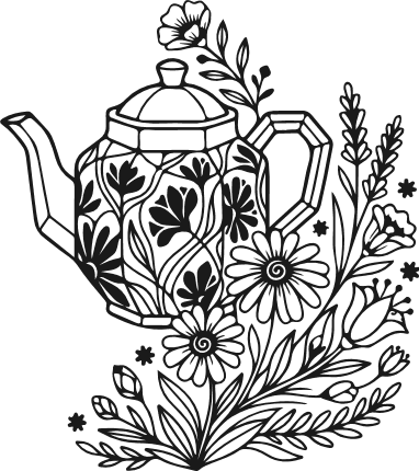 Vintage Tea Pot with Flowers Free SVG File – floral teapot clipart image