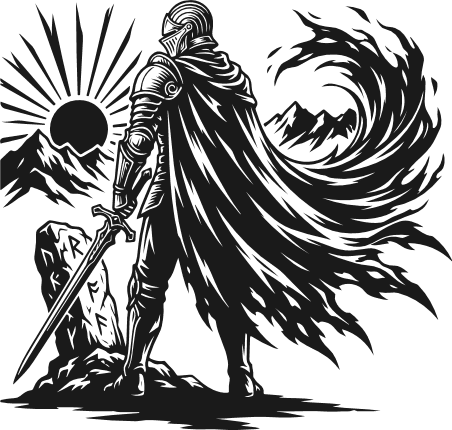 Medieval Knight Warrior holding a sword Free SVG File – Fantasy warrior clipart
