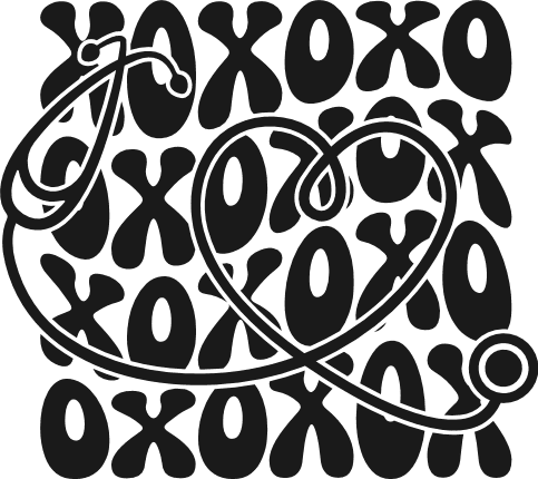 XOXO, echo stacked text Free SVG File for Members - nurse tshirt design